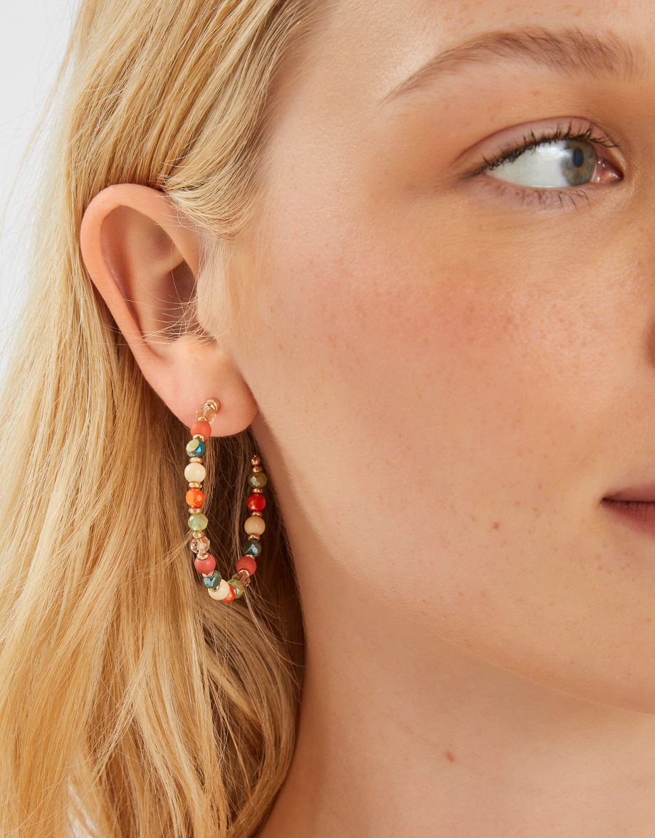 MIX BEAD HOOP EARRINGS
