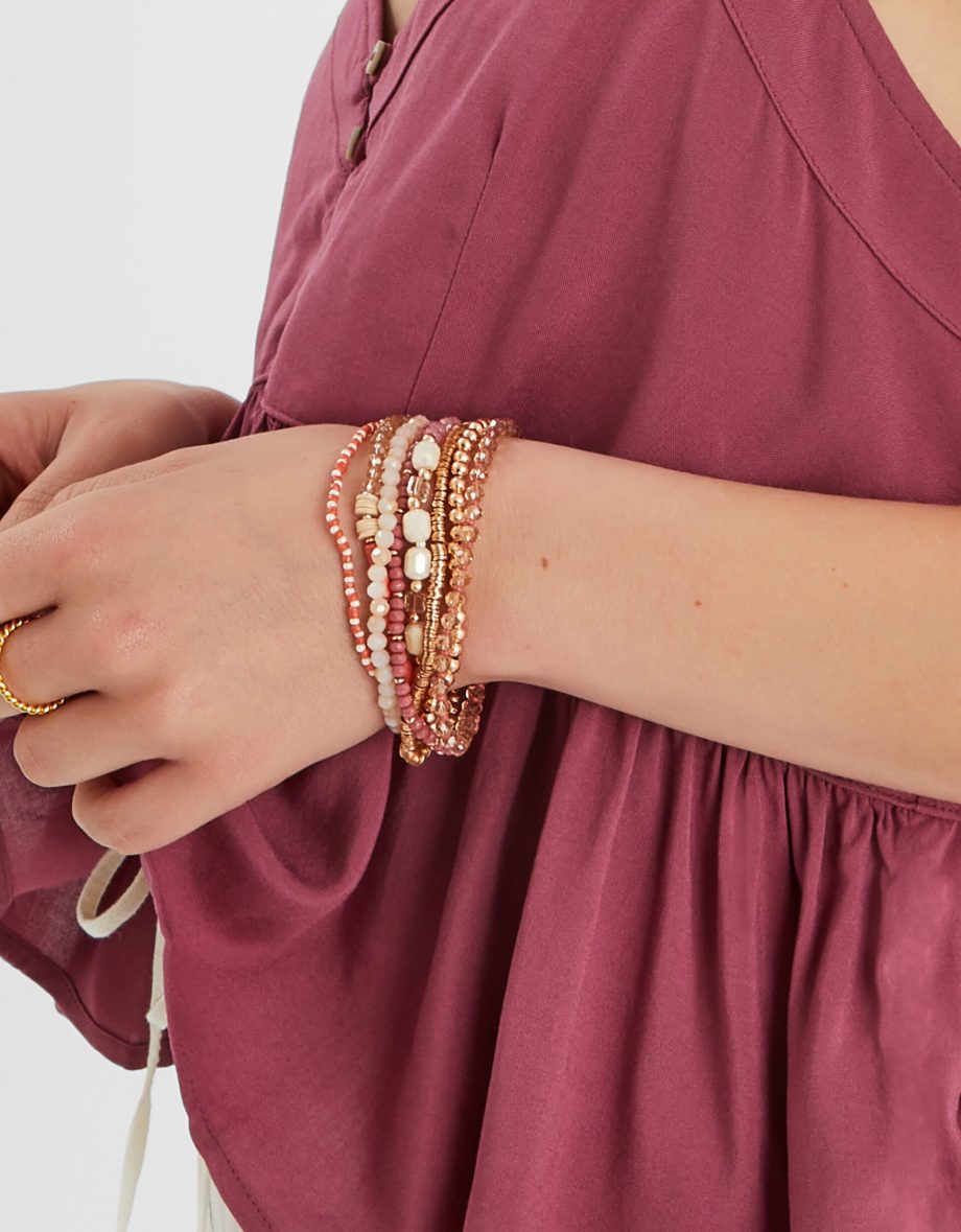 8-PACK MIX BEAD STRETCH BRACELETS