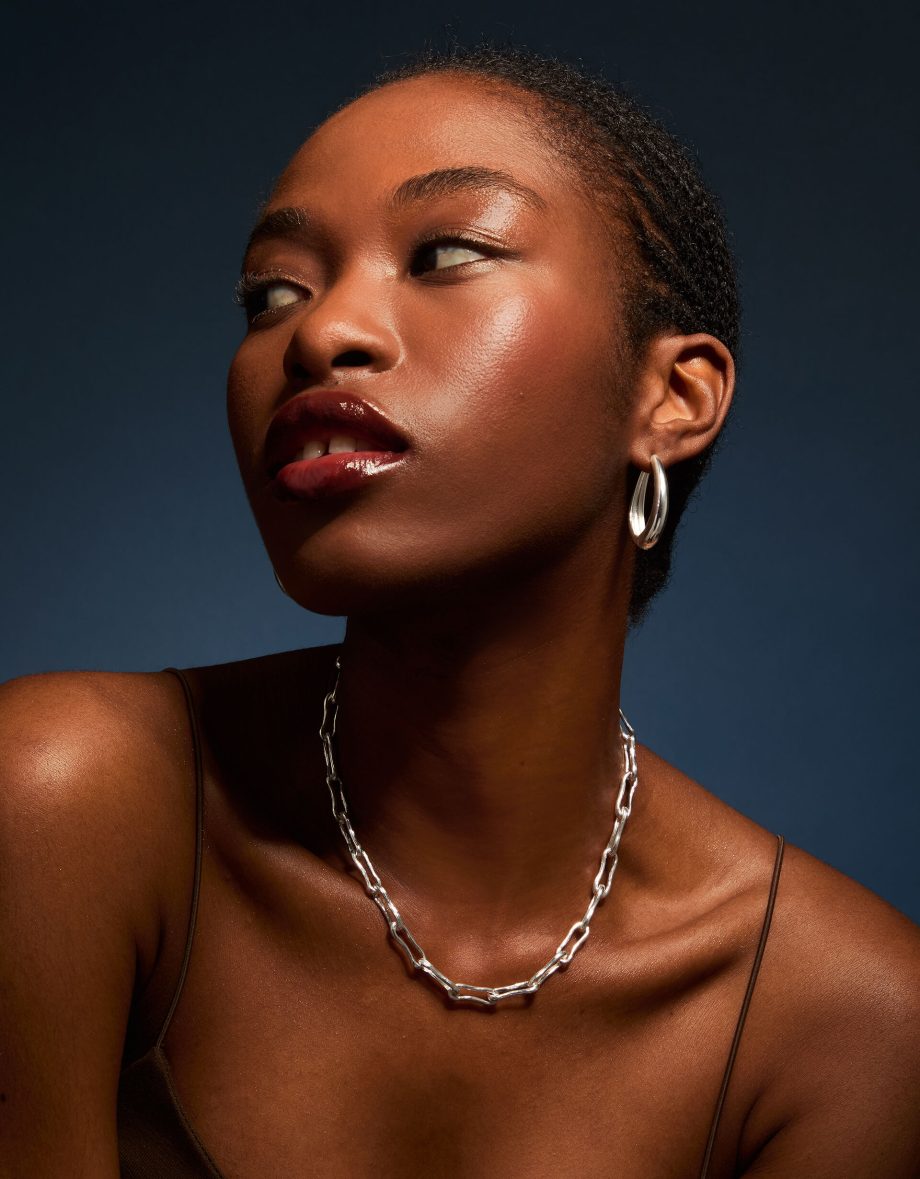STERLING SILVER-PLATED CHUNKY MOLTEN LINK NECKLACE