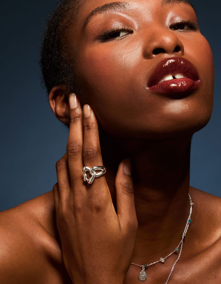 Sterling Silver-Plated Chunky Link Ring Silver