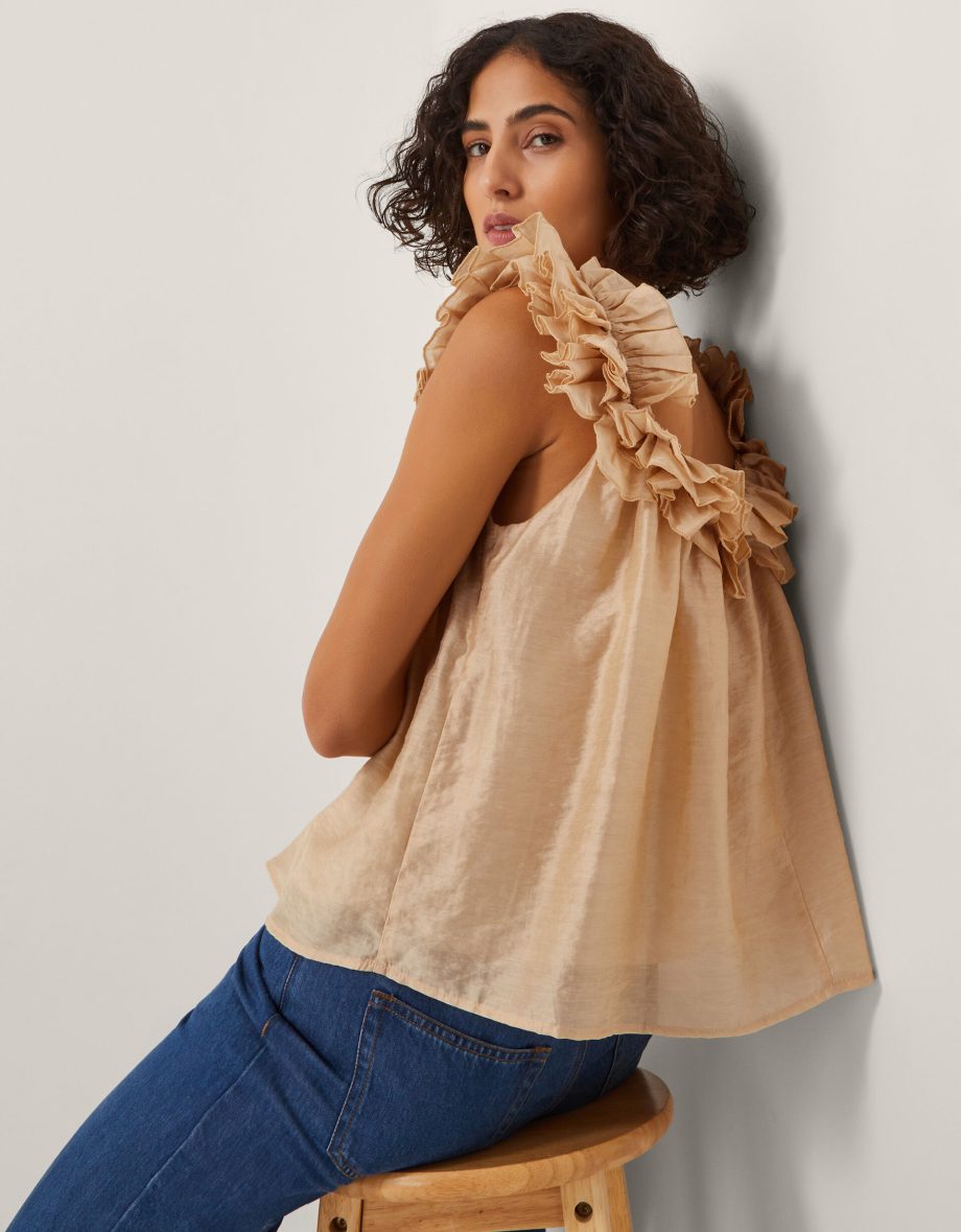 Ella sleeveless frill top