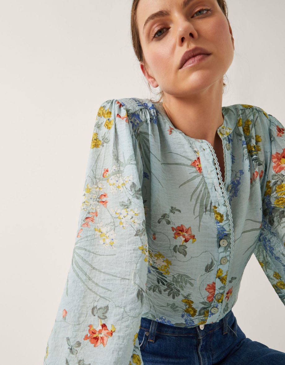 Jesse Floral Print Blouse Blue