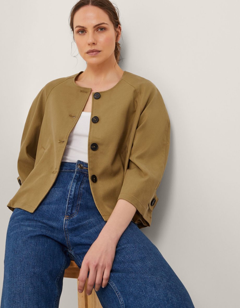 Verity 3/4 sleeve swing jacket natural