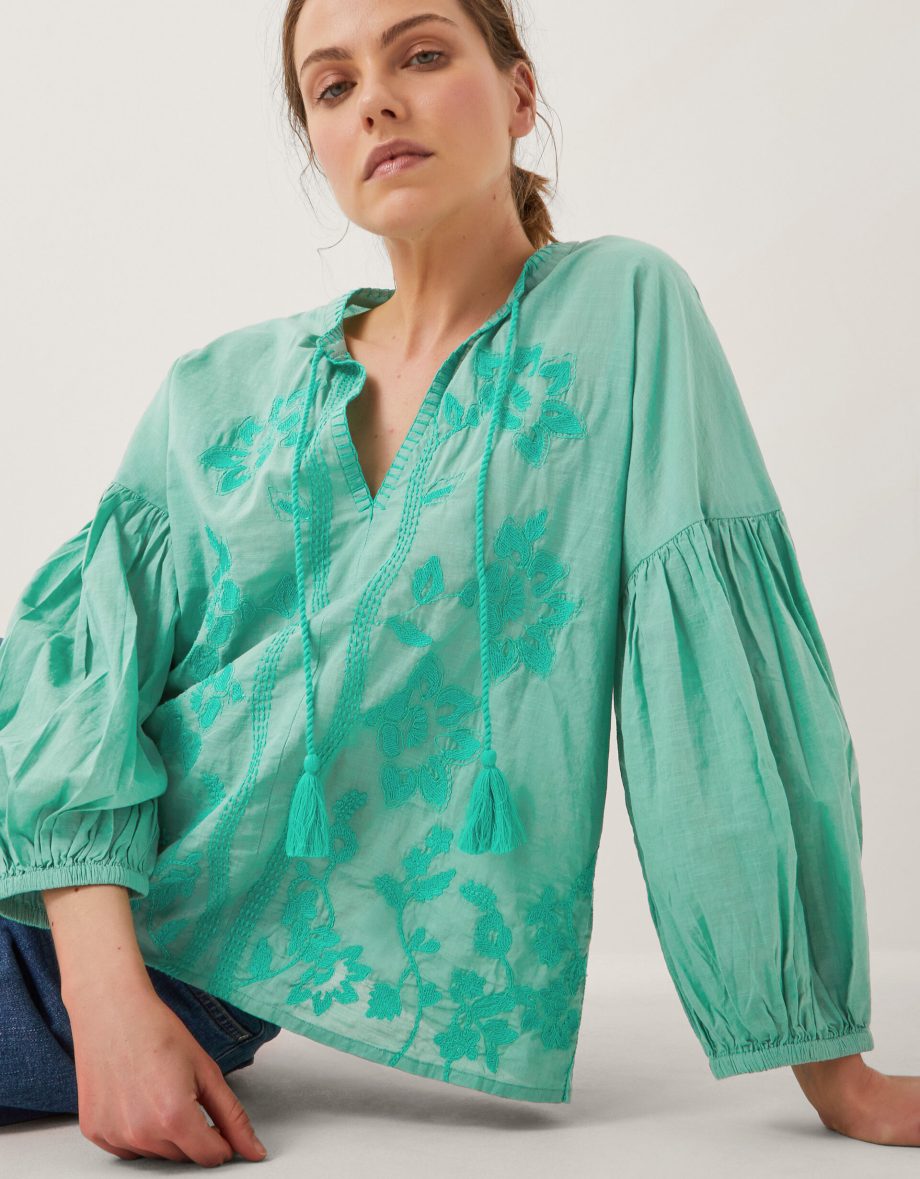 Milly slouchy embroidered blouse