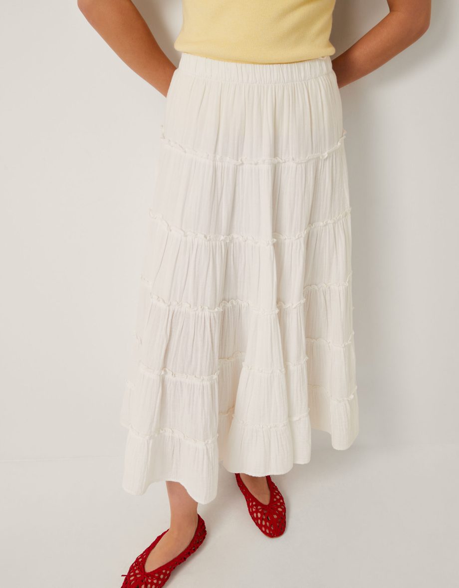 Ginny Tiered Maxi Skirt Ivory