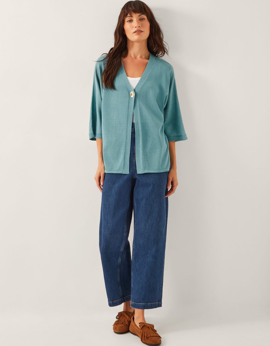 Beth Single Button Cardigan Green