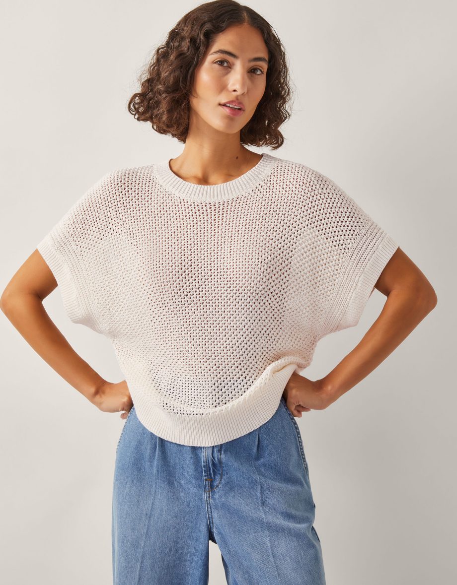 Sybil slouchy crochet t-shirt ivory