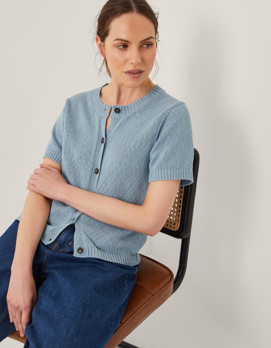 Celia short sleeve cardigan blue
