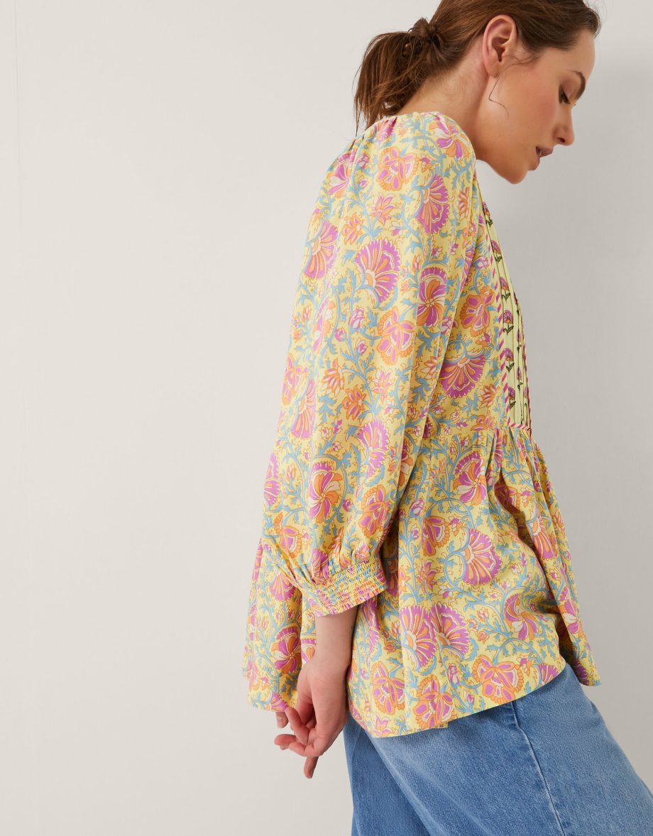 Betty mix floral print top yellow
