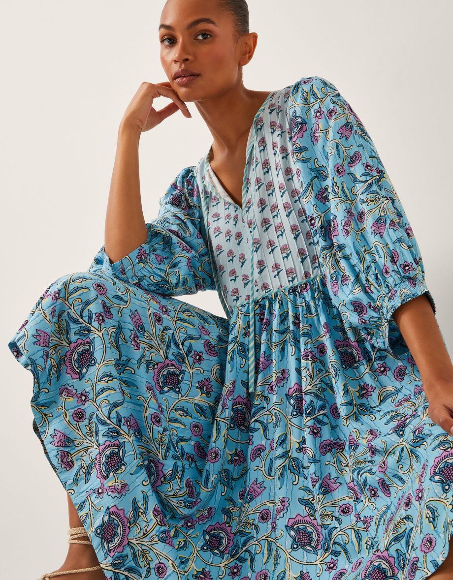 Aine Floral Print Mini Dress Blue