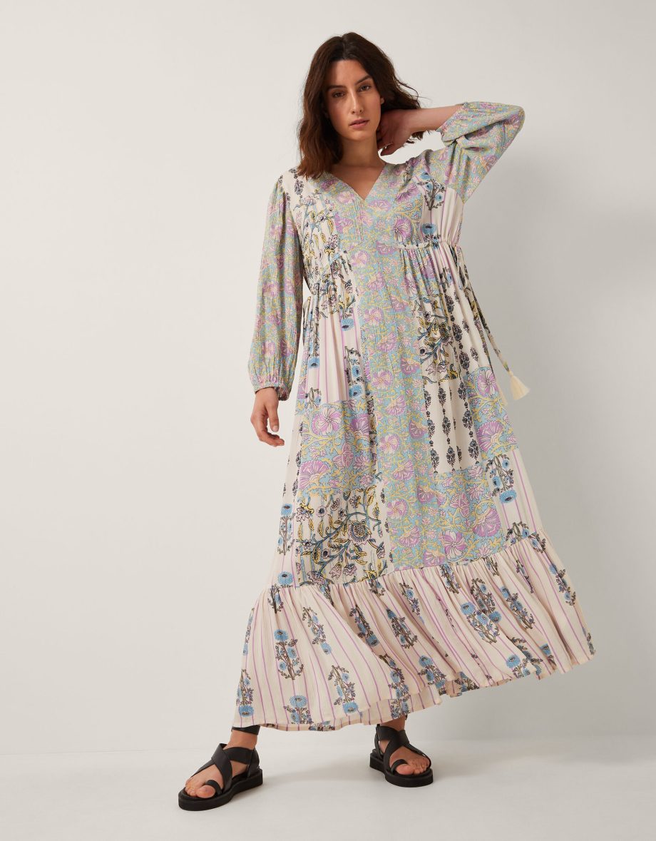 Selene Floral Long Sleeve Maxi Dress Ivory
