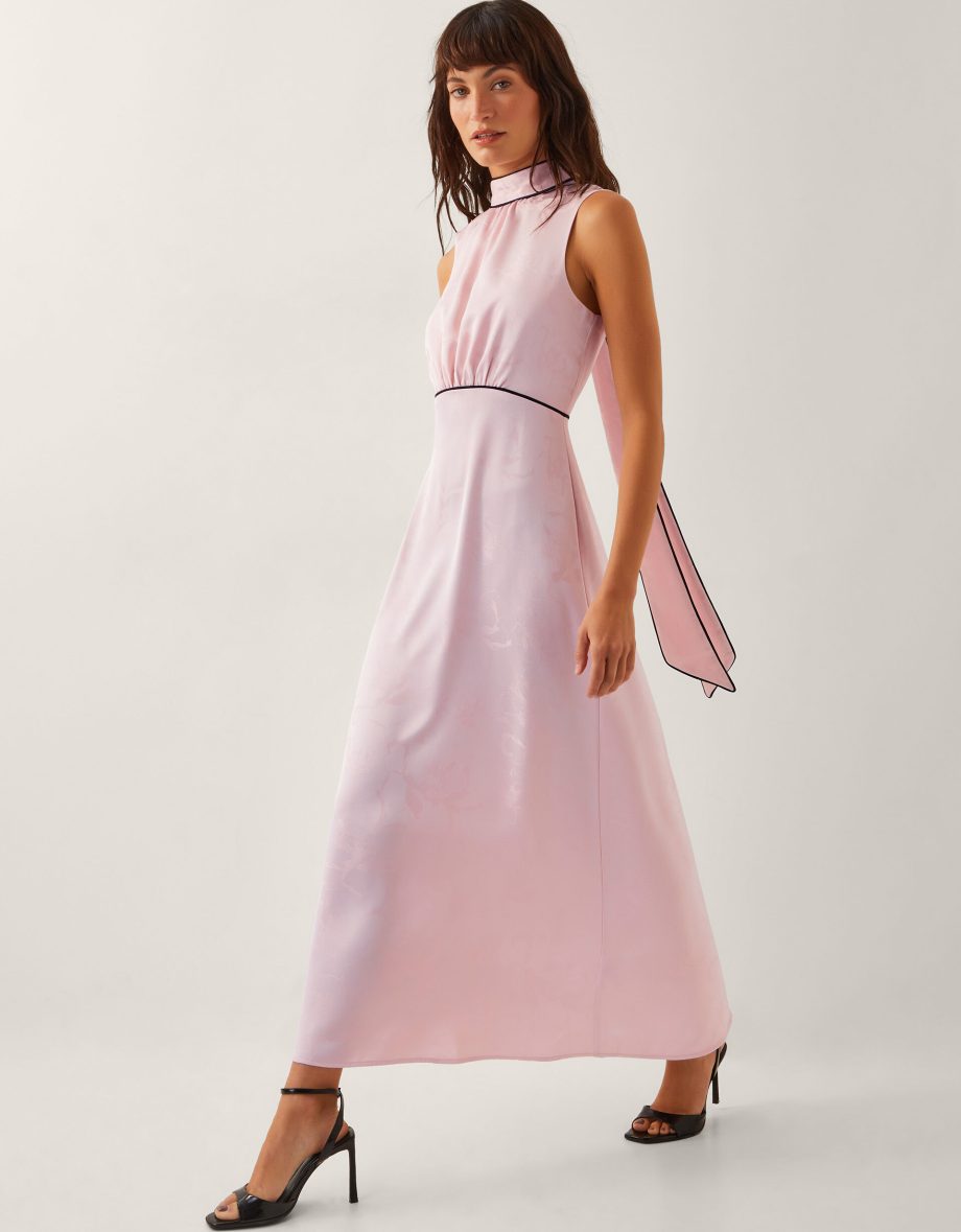 Maeve sleeveless satin midi dress pink