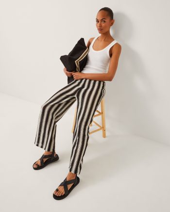 Cleo crochet stripe wide leg trousers black