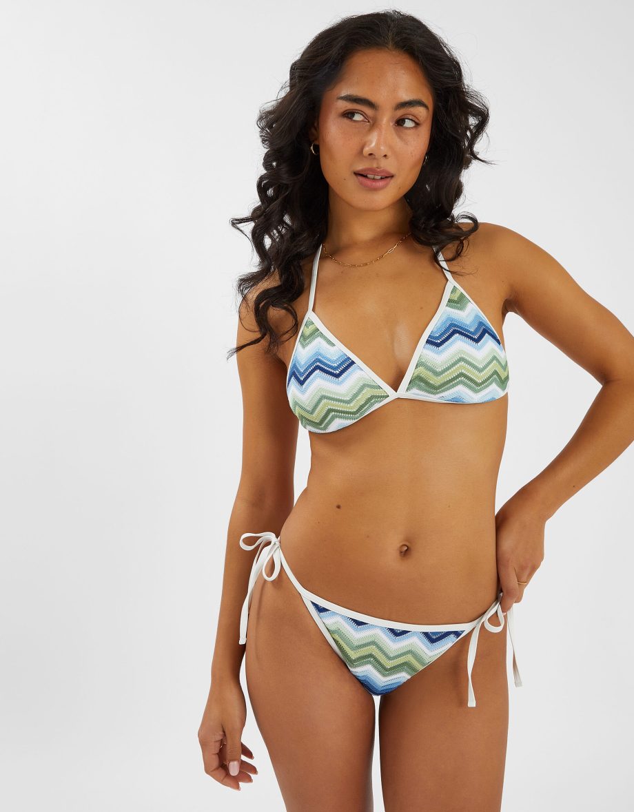 Zig Zag Triangle Bikini Top Blue