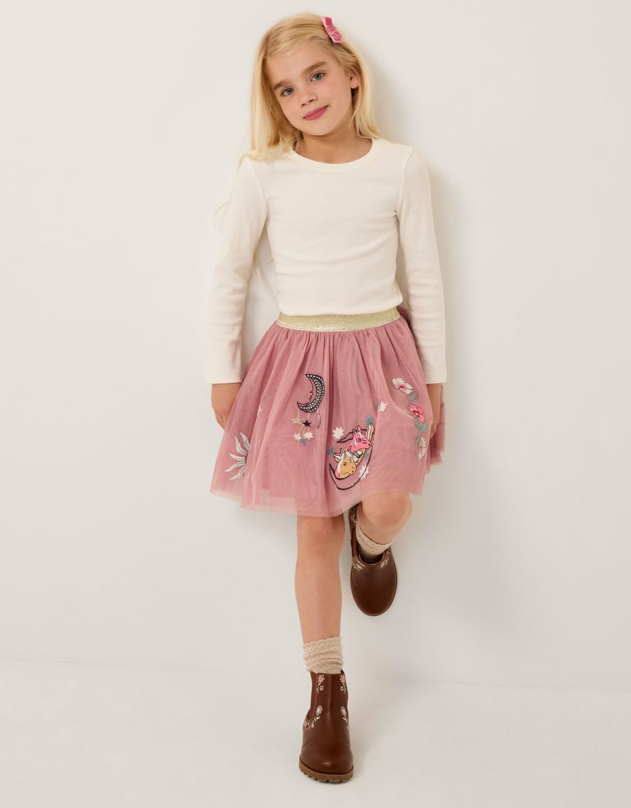 Cowboy embroidered tutu skirt pink