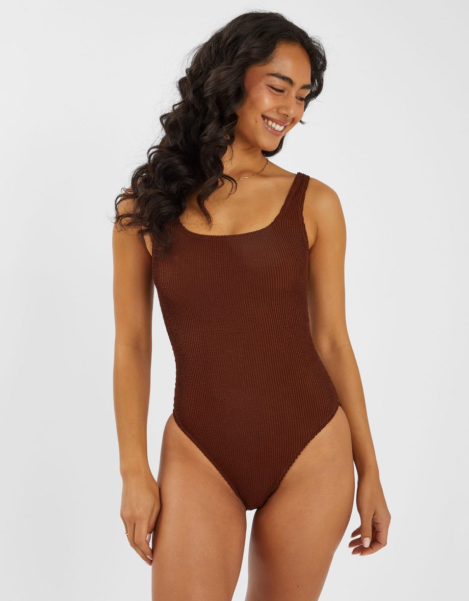 CRINKLE SWIMSUIT BROWN