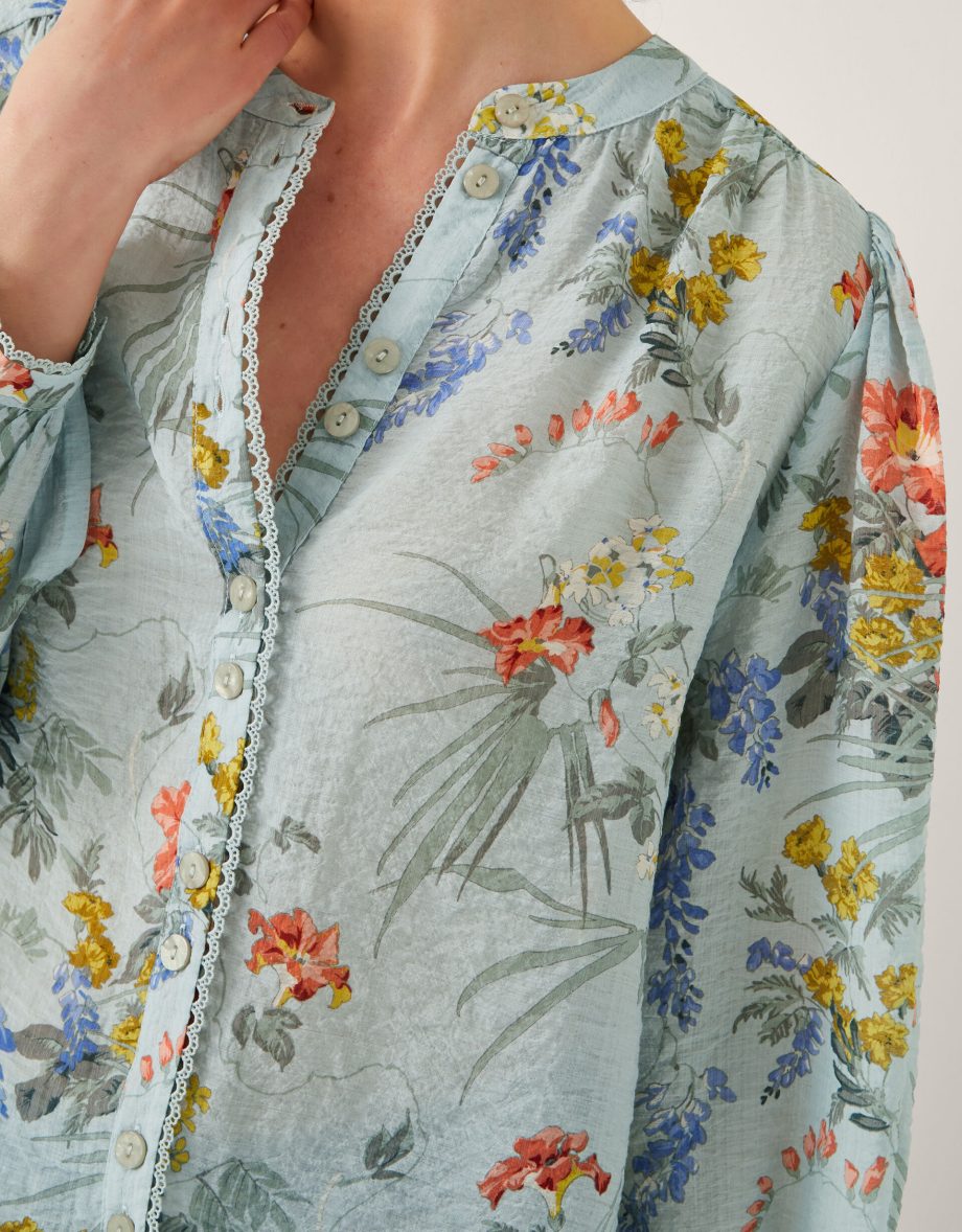 Jesse Floral Print Blouse Blue