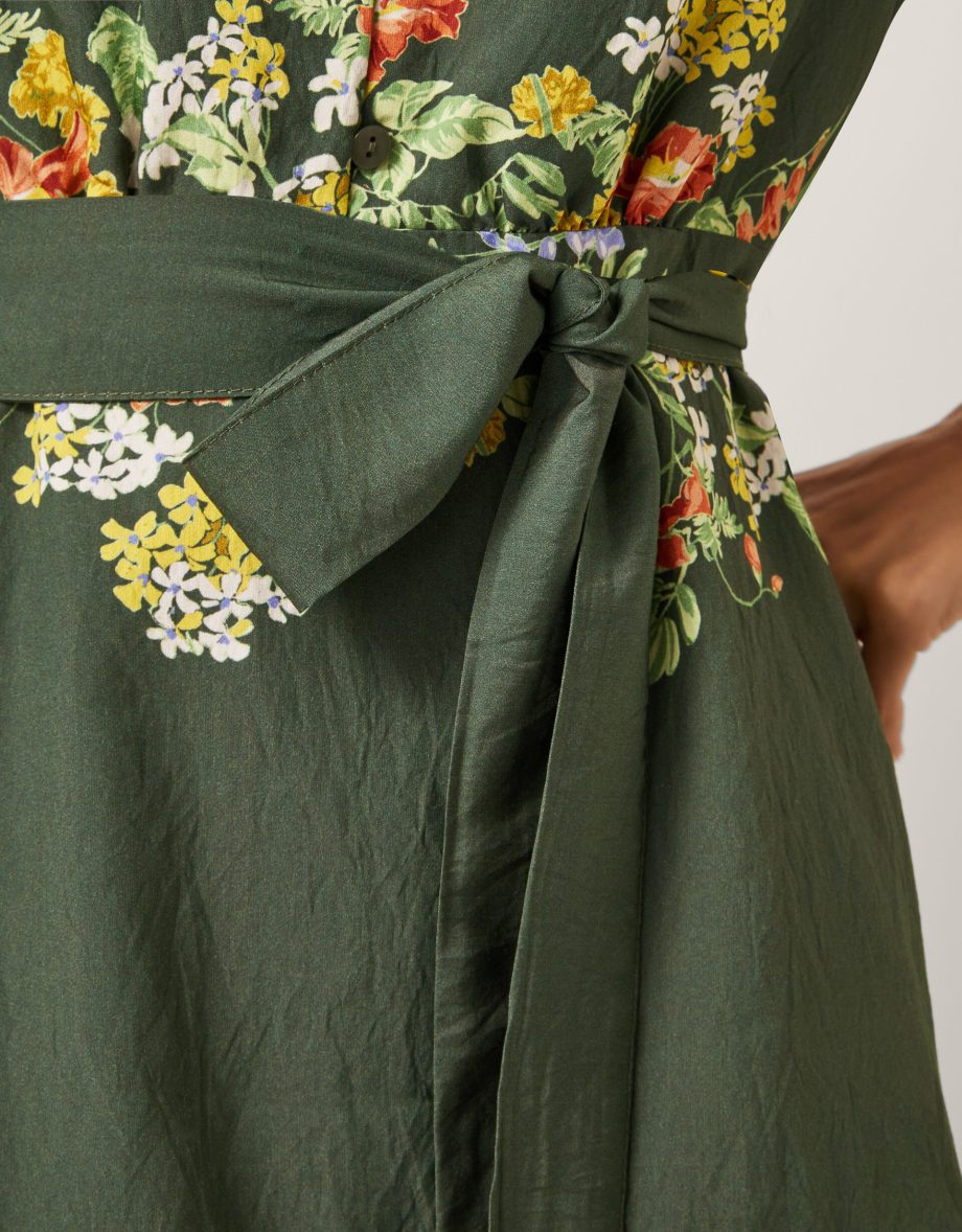 Jesse floral long sleeve mini dress green