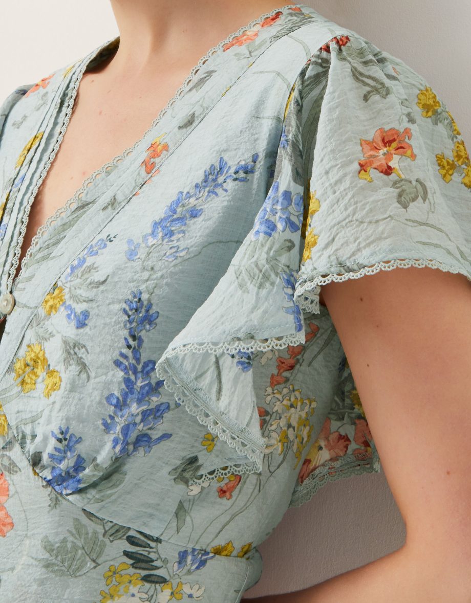 Jesse v-neck floral midi dress blue