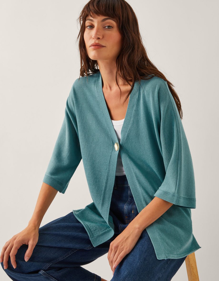 Beth Single Button Cardigan Green
