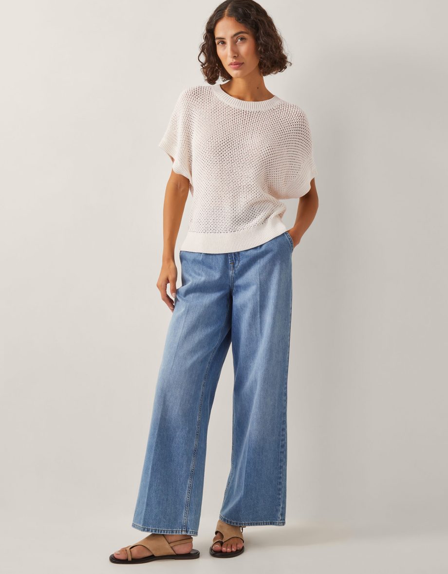 Sybil slouchy crochet t-shirt ivory