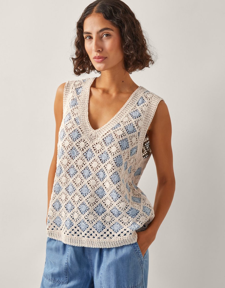 Ray crochet tank top blue