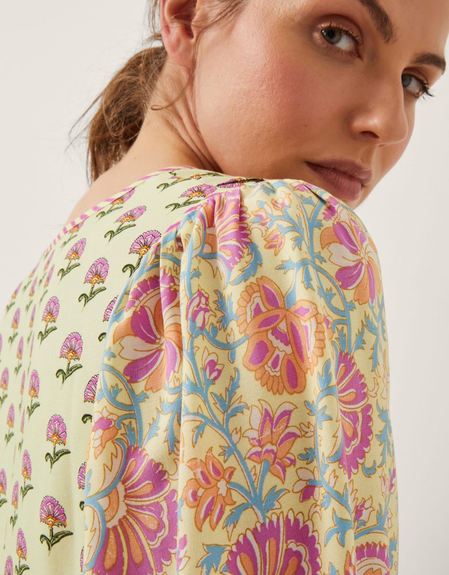 Betty mix floral print top yellow