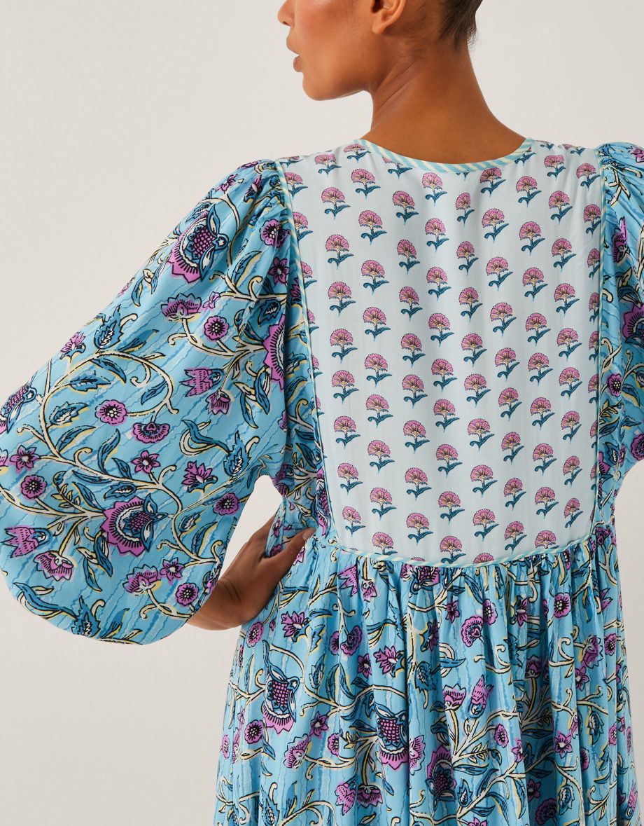 Aine Floral Print Mini Dress Blue