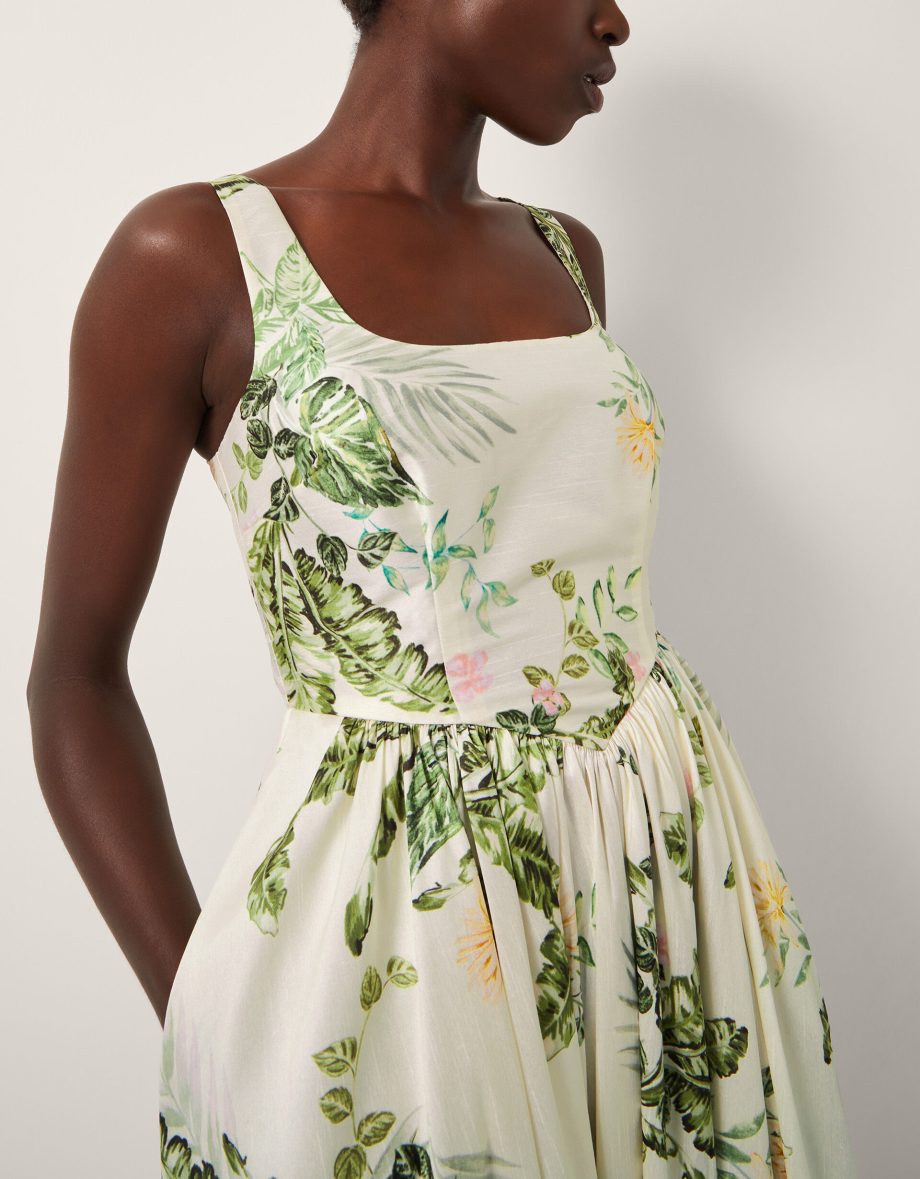Sicily Fit and Flare Midi Dress Cream