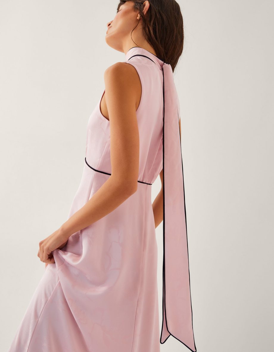 Maeve sleeveless satin midi dress pink