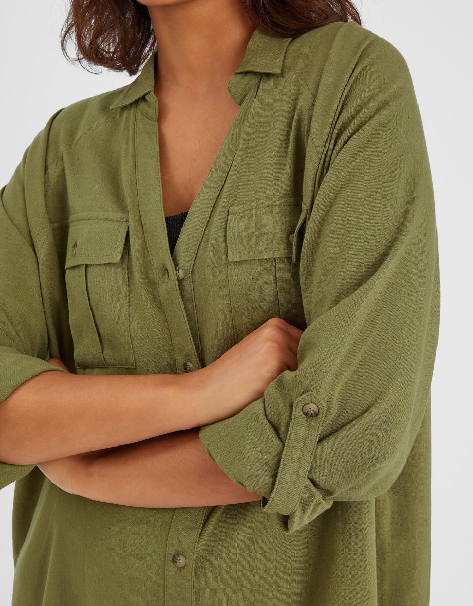 LONG SLEEVE BEACH COVER UP SHIRT GREEN