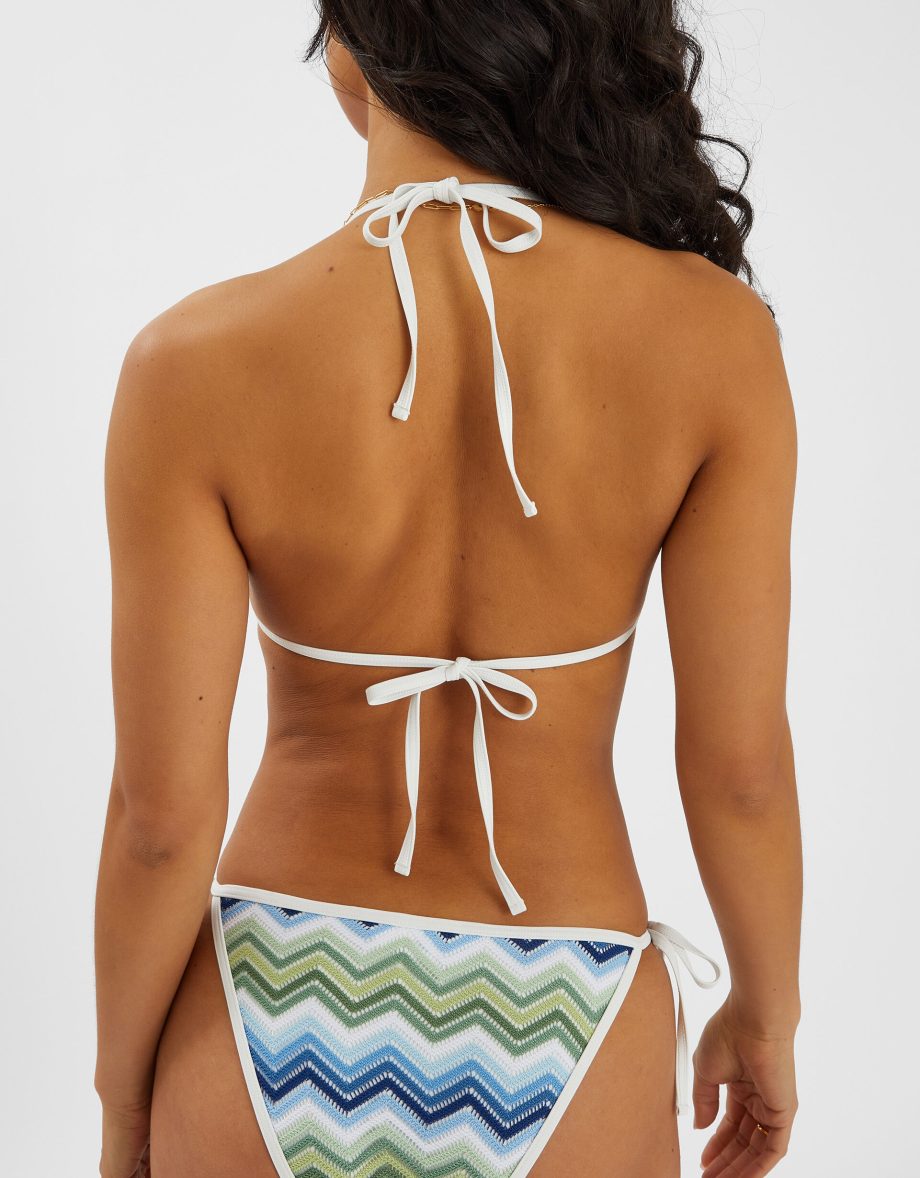 Zig Zag Triangle Bikini Top Blue