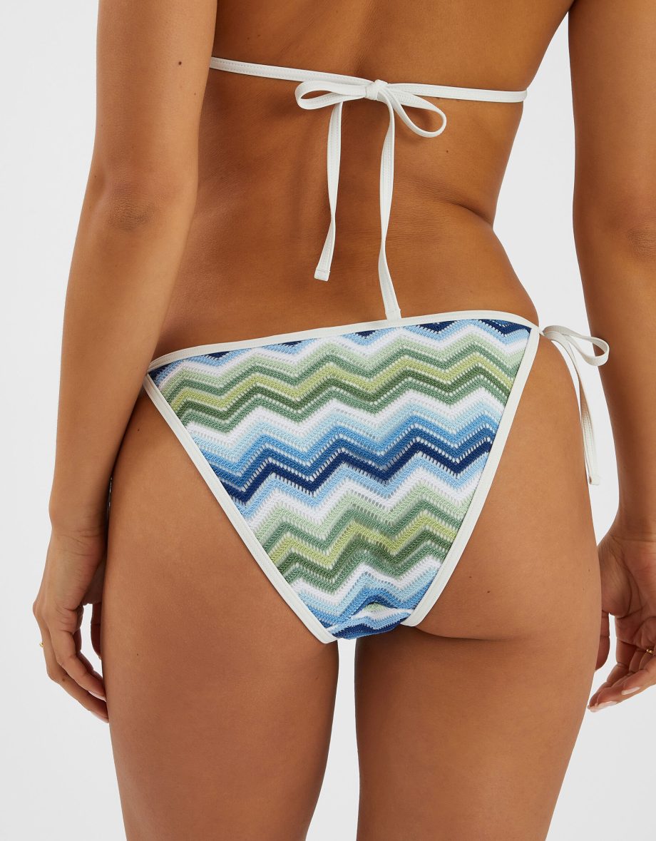 Zig Zag Tie Side Bikini Bottoms Blue