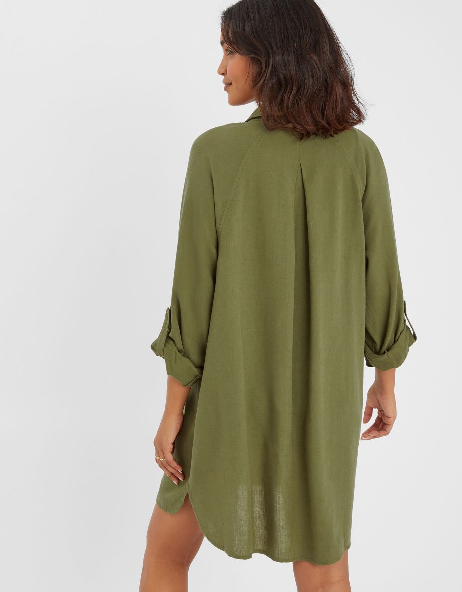 LONG SLEEVE BEACH COVER UP SHIRT GREEN