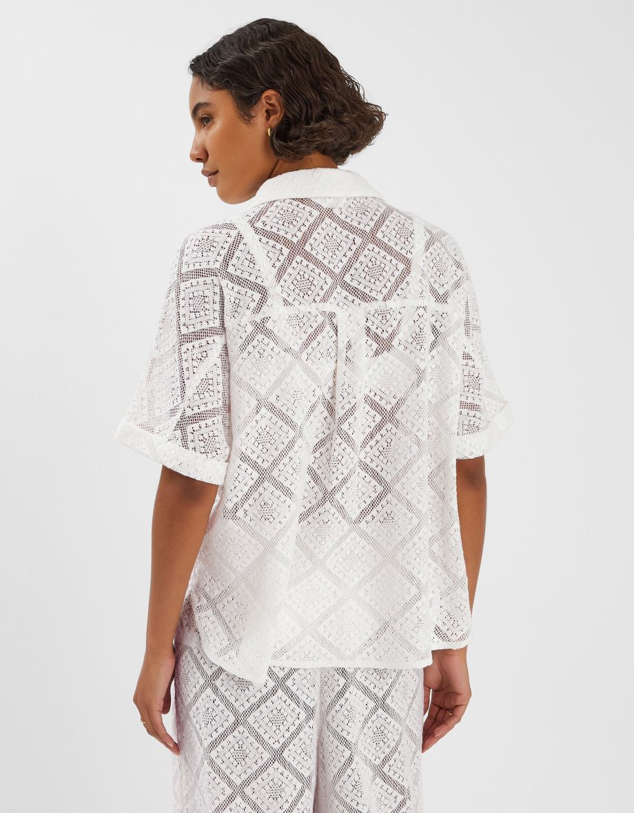 Short Sleeve Lace Shirt Ivory