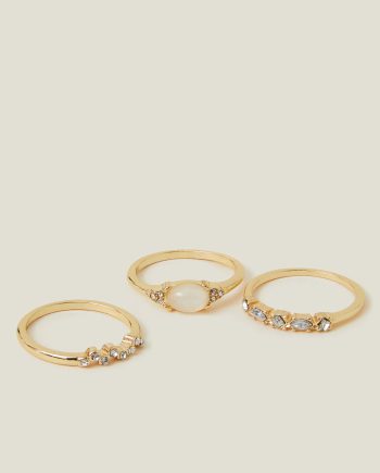 3-PACK MINI GEM RING SET GOLD