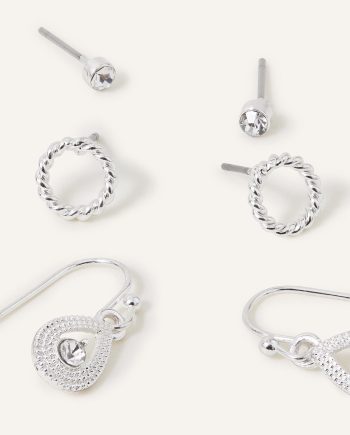 CRYSTAL DROP EARRINGS SET OF THREE