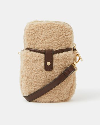 FAUX SHEARLING PHONE BAG
