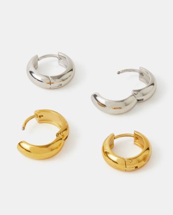 2-PACK STAINLESS STEEL HOOP EARRINGS