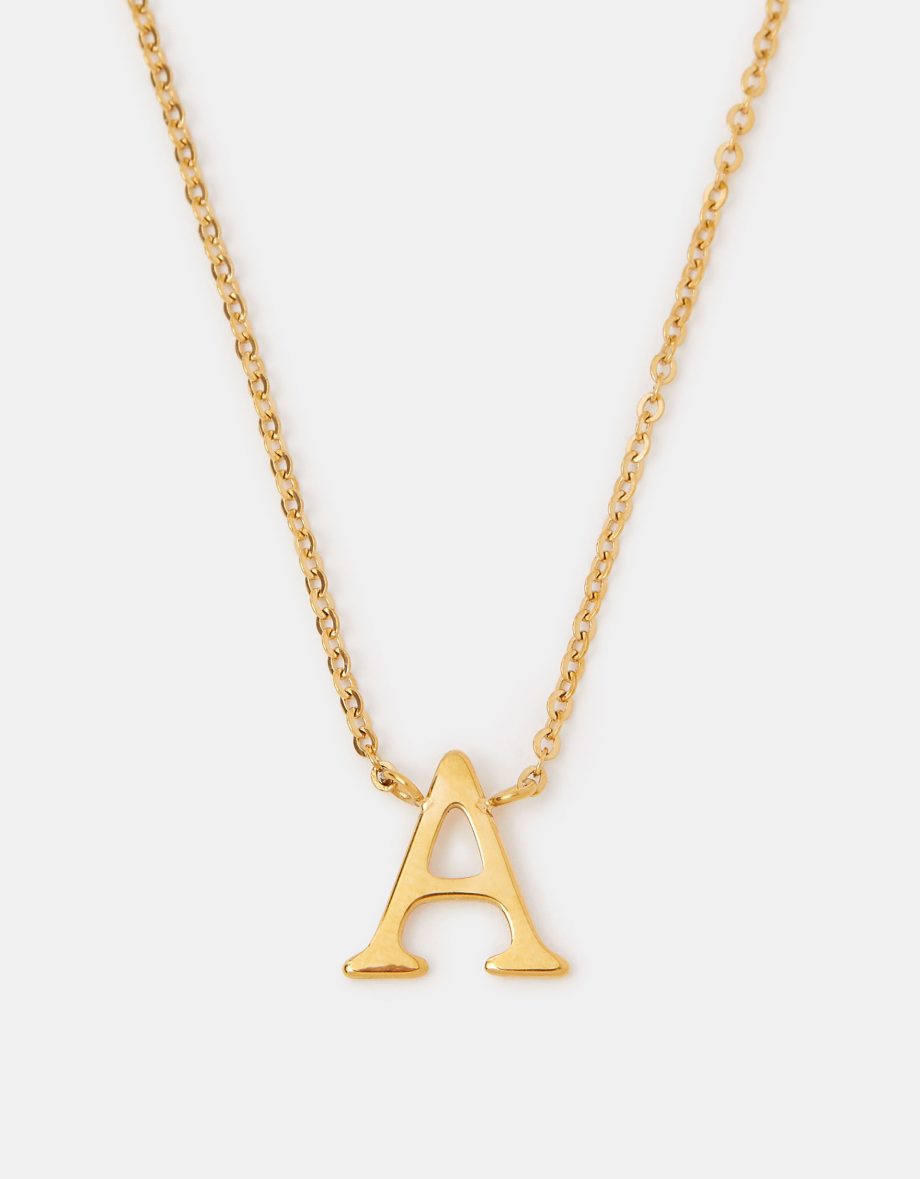 STAINLESS STEEL INITIAL PENDANT NECKLACE GOLD