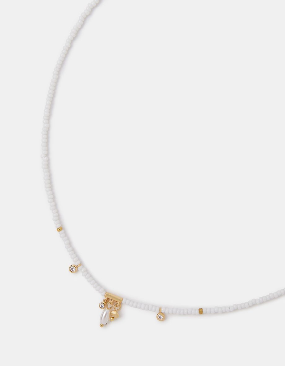 14CT GOLD-PLATED BEADED PEARL PENDANT NECKLACE