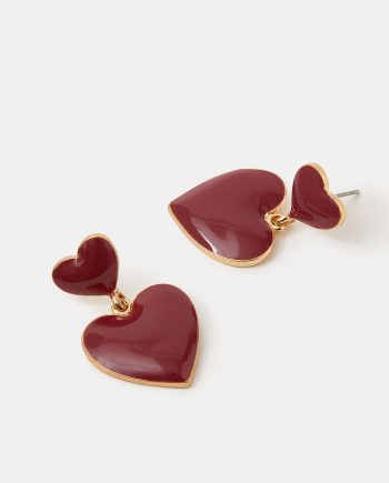 ENAMEL HEART DROP EARRINGS