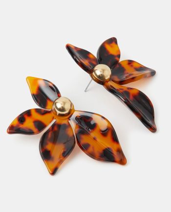 TORT FLOWER STATEMENT STUD EARRINGS