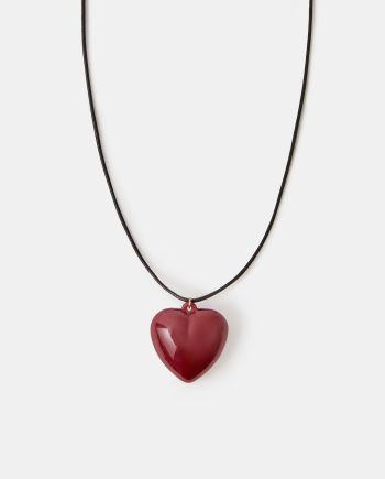 RESIN HEART LONG CORD NECKLACE