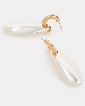 MIXED METAL TEARDROP HOOP EARRINGS