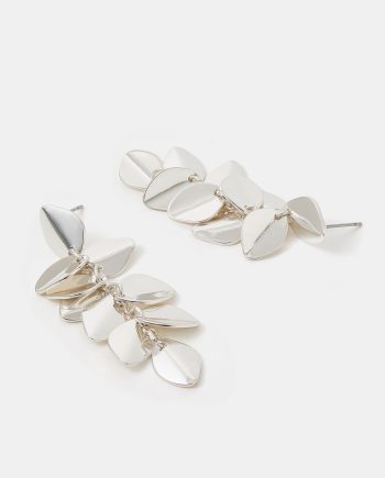 Leaf Drop Earrings Silver