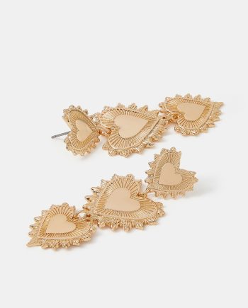 TRIPLE HEART DROP EARRINGS