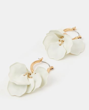 FLOWER DROP HOOP EARRINGS