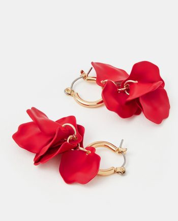 FLOWER DROP HOOP EARRINGS