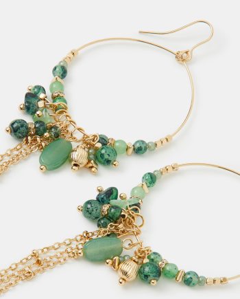 BEADED DROP HOOP EARRINGS